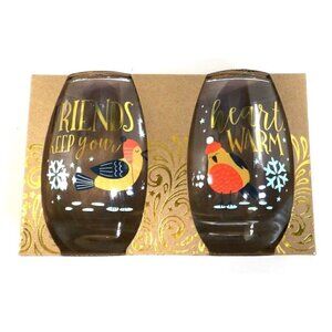 Stemless 22 oz wine glasses set of two "Friend Keep Your Heart Warm" TMD, NEW